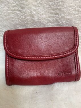 Coach Burgundy Leather Compact Wallet